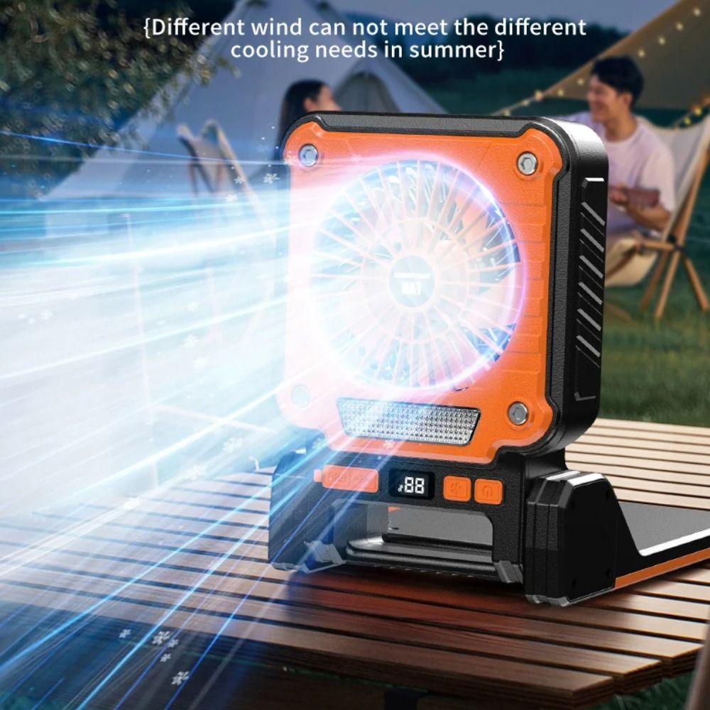 Folding Design Portable USB Fan Green/Orange Solar Electric Fan LED Camping Light  Hiking