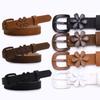 CoolMatch Women's Skinny Belt with Floral Buckle, Korean Retro Faux Leather Waist Belt for Dresses Pants