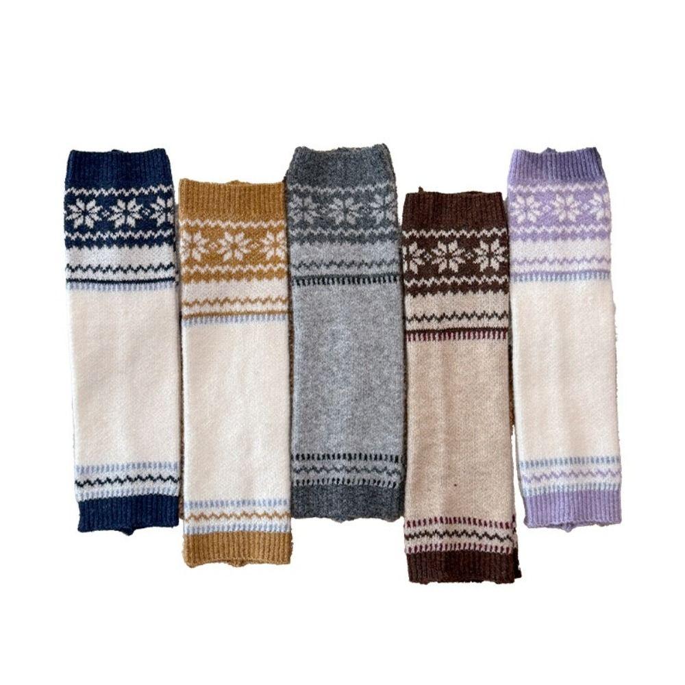 Fair Isle Leg Warmers Wool Blend Sock Cuffs Warm Keeping Calf Socks Street Wear