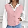 Women's Loose Knitted Vest V-Neck Solid Color Sweater