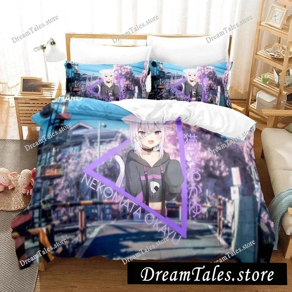 Nekomata Okayu Bedding Set Boys Girls Twin Queen Size Duvet Cover Pillowcase Bed Kids Adult Fashion Home Textile Customizable741