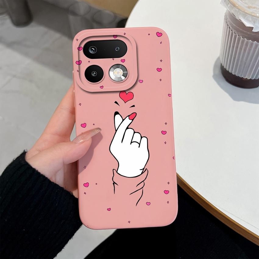 For Oppo Realme 16 15 14 Pro Plus C85 Pro Reno15 Pro Oppo A6X A96 A95 A94 A93 A92 A91 A72 Phone Case Love Heart Soft Liquid Silicone Lightweight Cover