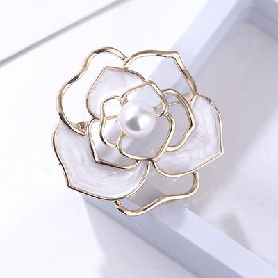 Broșă cu perle goale Camellia pentru femei, accesorii pentru îmbrăcăminte de petrecere, bijuterii, cadouri