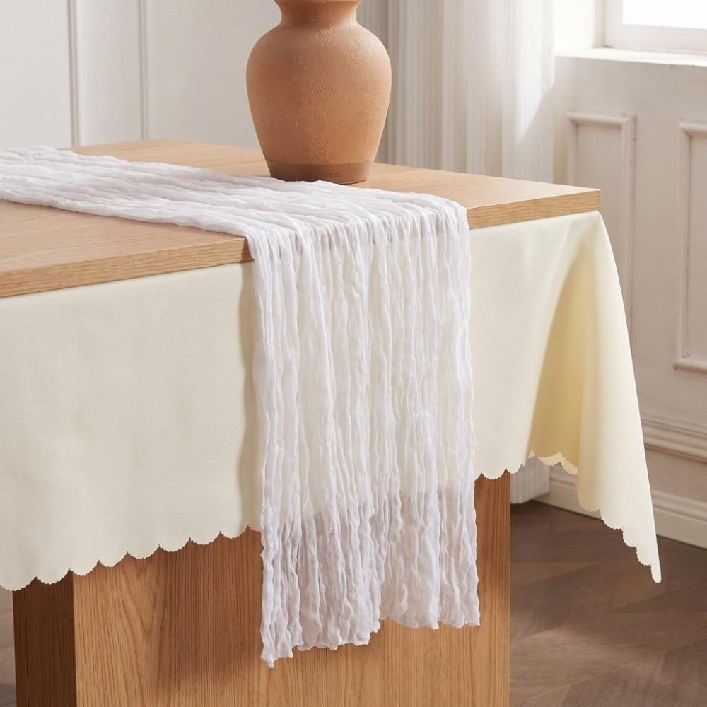Polyester Fiber Cheesecloth Table Runner 90x400cm Pleated Table Runner Coffee Table