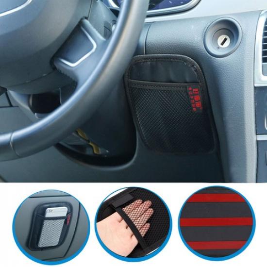 1x Auto Storage PU Leather Pouch Bag Phone Holder Organizer Net Car Accessories