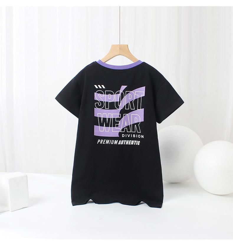 Summer Korean Style Girls' Fashion Printed Breathable Dress with Long/Short Sleeves