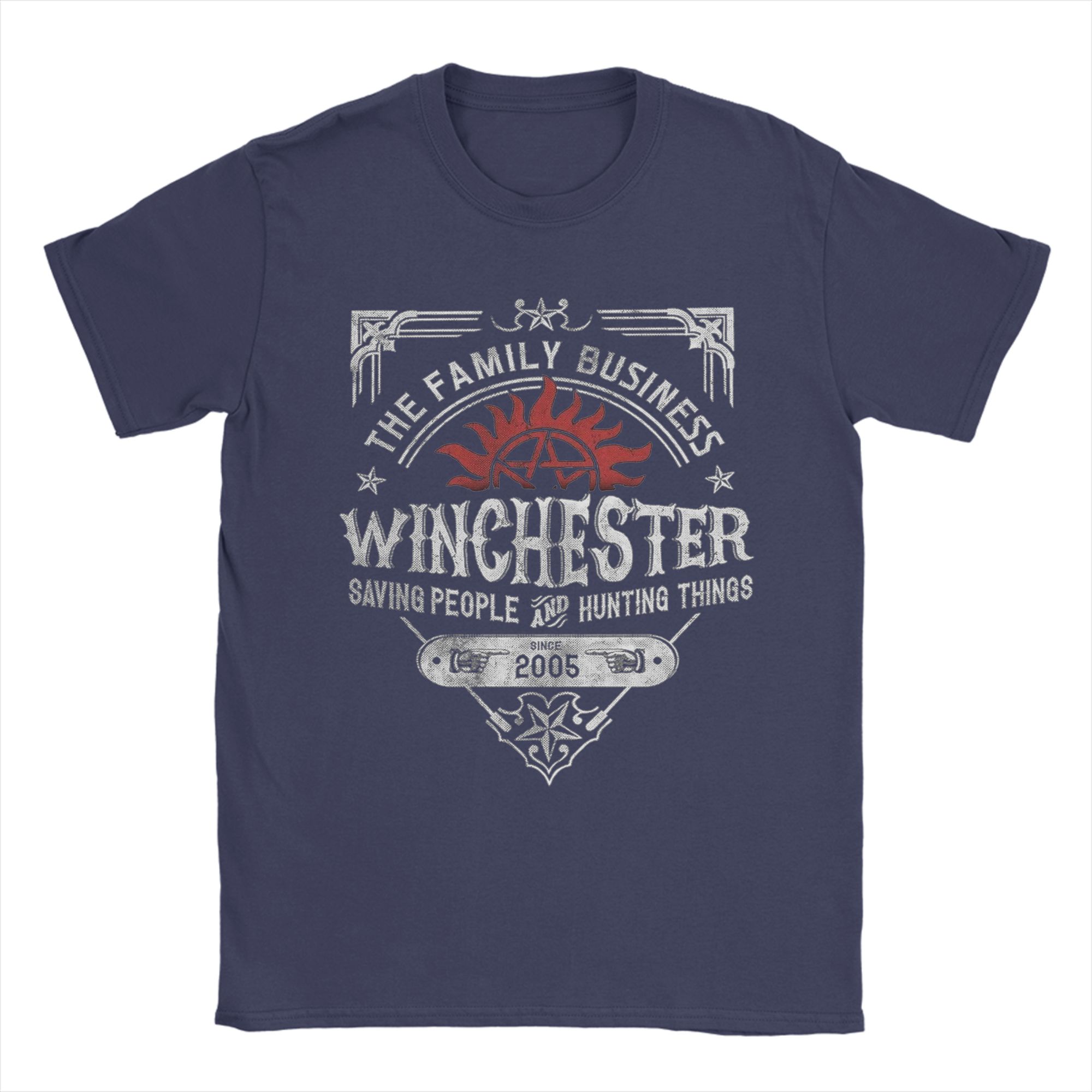 

WINCHESTER Supernatural TShirts Men Casual 100 Cotton Tee Shirt Round Collar Short Sleeve T Shirt 4XL 5XL Clothes 3XL