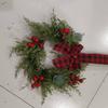 Christmas Kitchen Cabinet Wreaths With Plaid Bow Ribbon Hanging Cabinet Doors Wreaths Decorative For Kitchen Window Outdoor Indoor Holiday Decor