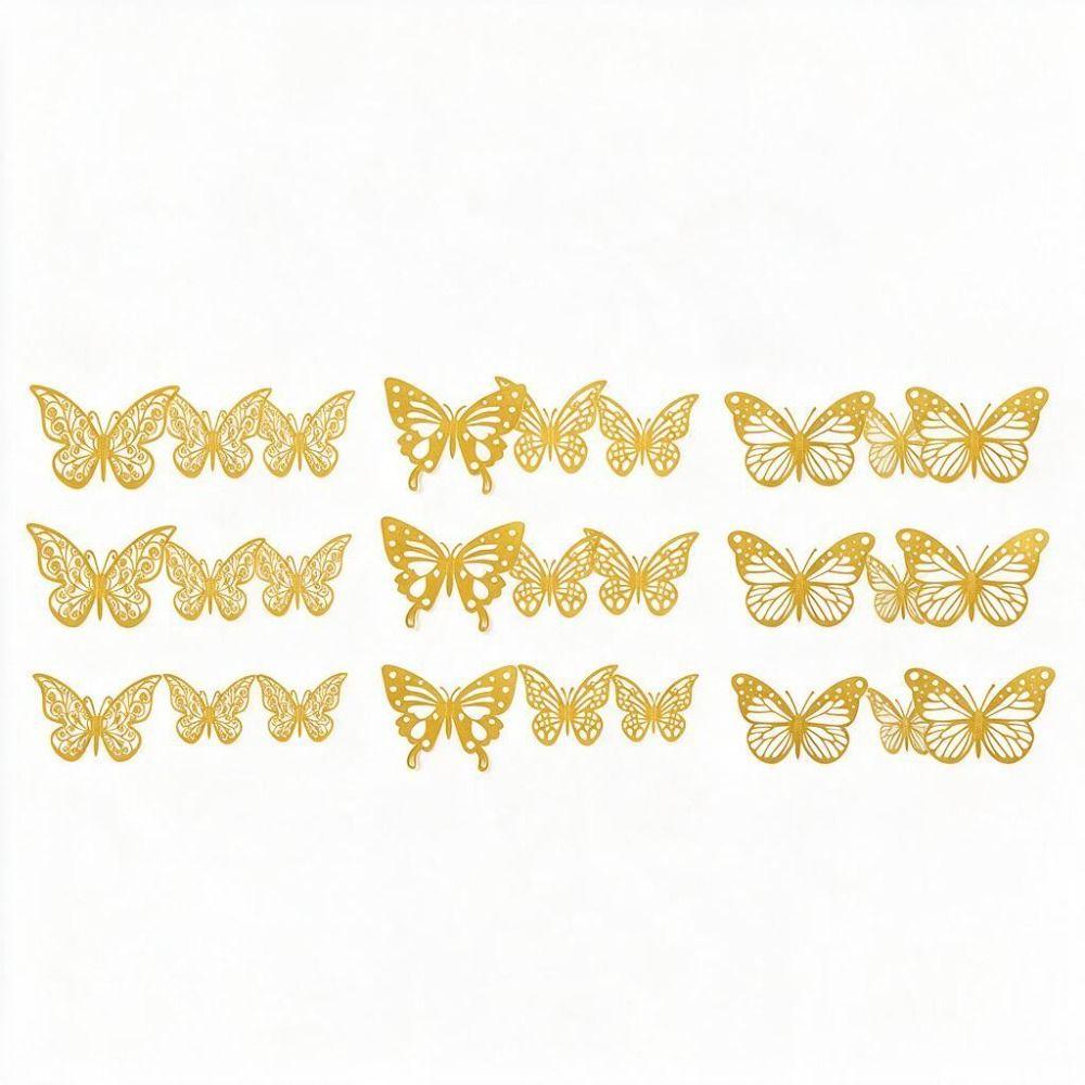 72Pcs 3 sizes Butterfly Wall Stickers Easy Cleaning 3D Butterfly Wall Decor Home Decor