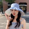 New big edge bucket hat women's summer sunscreen sun hat color glue face cover beach hat foldable bow