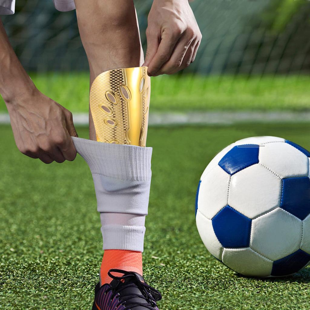 1Pair Soccer Shin Guards Electroplated Insert Style Protection for Kids Youth Teens Football Shock Injury Reduction 1