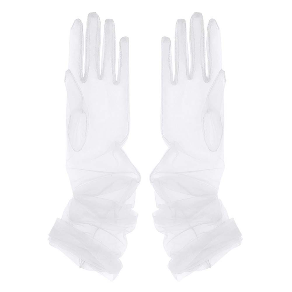 

Thin Ultra Full Finger Sheer Tulle Women Five Fingers Mitts Women Gloves Thin Gloves Lace Mitten белый