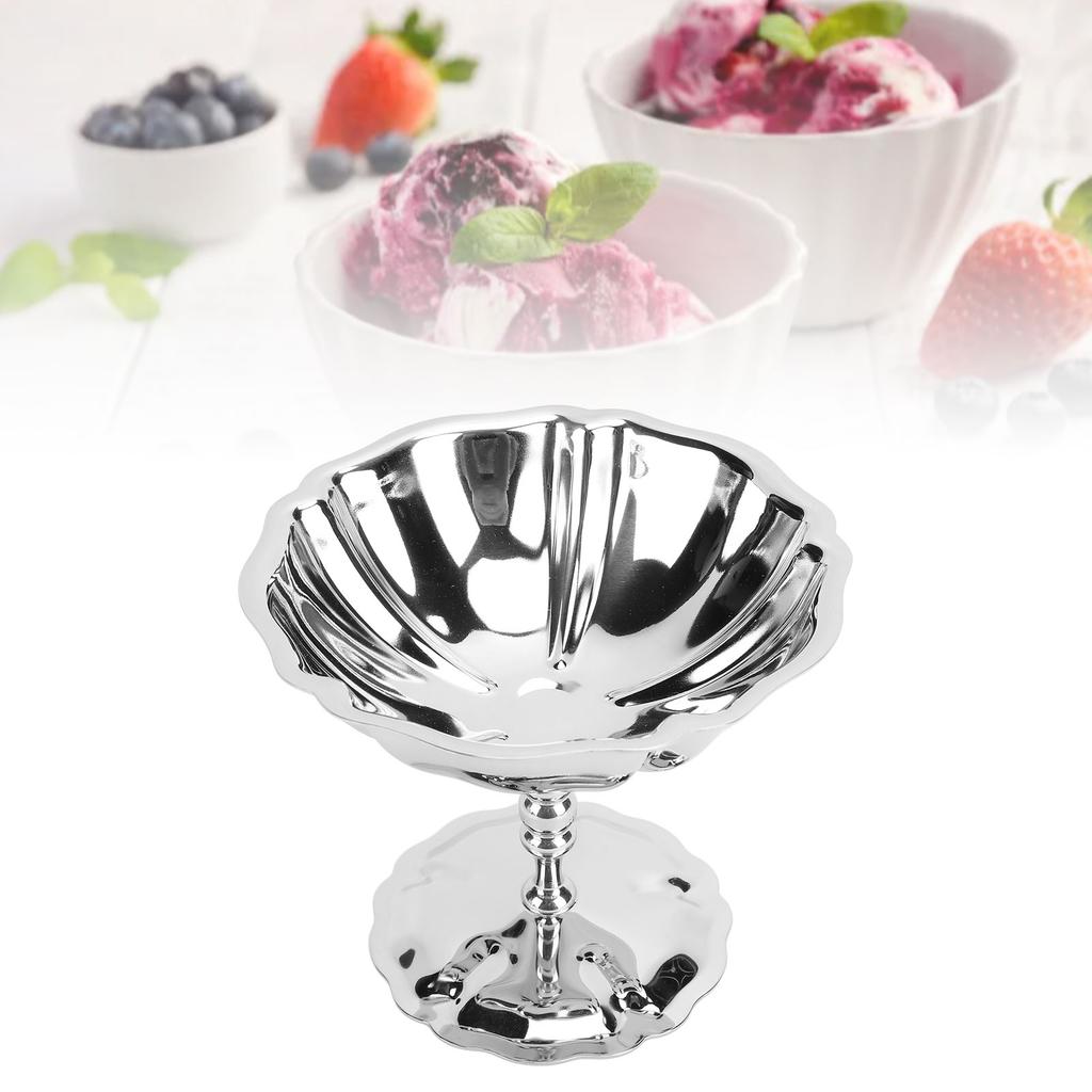 Stainless Steel Dessert Cup Ice Cream Cups Retro High Base Bowl Salad Goblet for Fruit Yogurt Snack Dish Bar Home Dinnerware