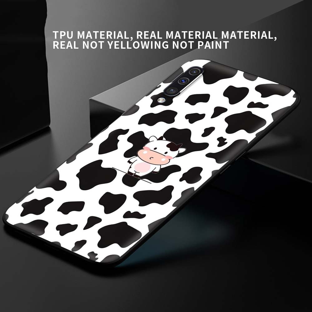 Husă neagră pentru Samsung A90 5g A80 A70s A70 A60 A50s A50 A40 A30s A30 A20s A20 A20e A10s A10 A10e Coque Cute Cow