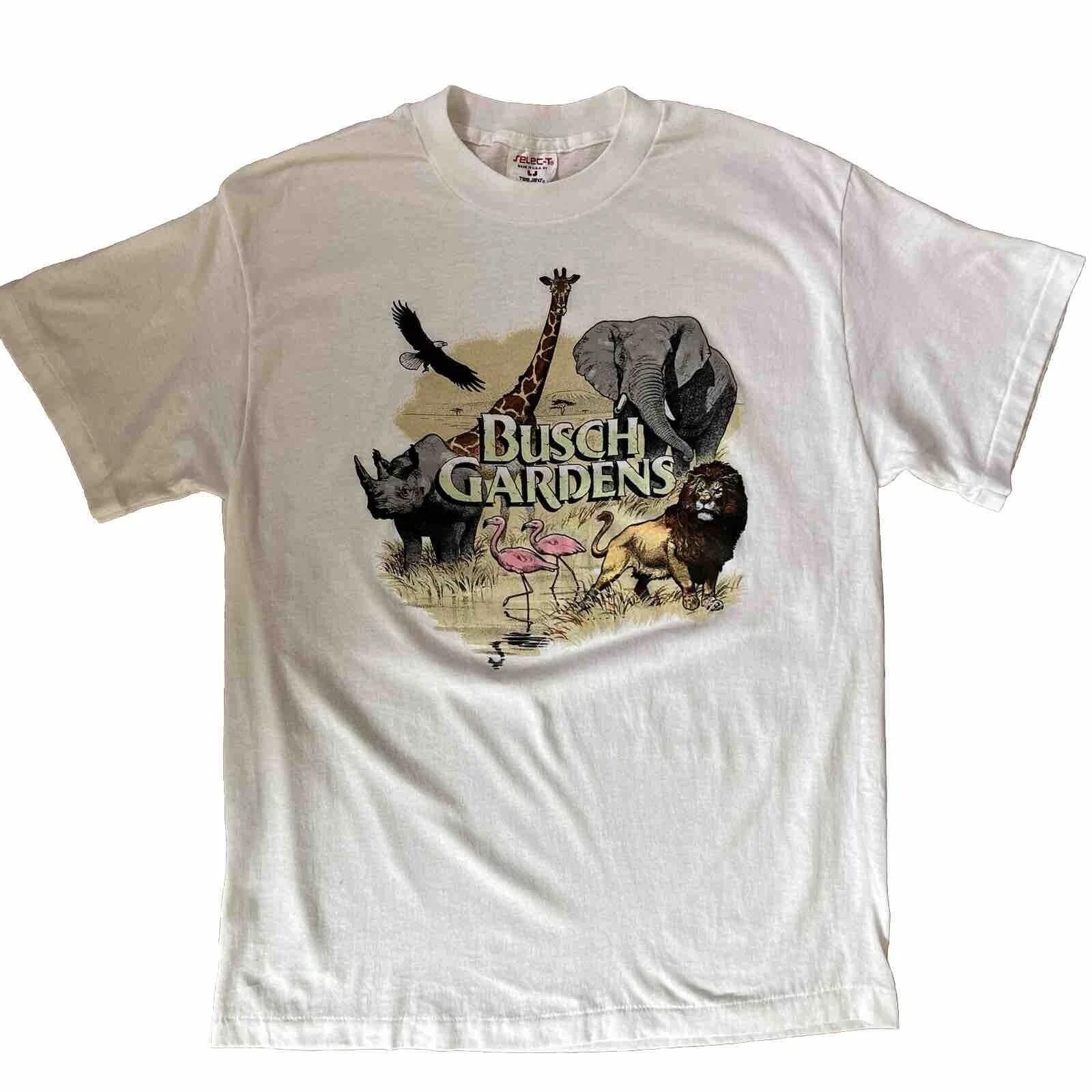 Vintage Busch Gardens Shirt XL White 80s Tampa Bay Florida Nature Lion Rhino 4XL