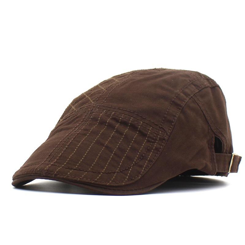 New Men's Beret, Cotton Casual Cap, Embroidered Forward Hat Outdoor Sun Hat