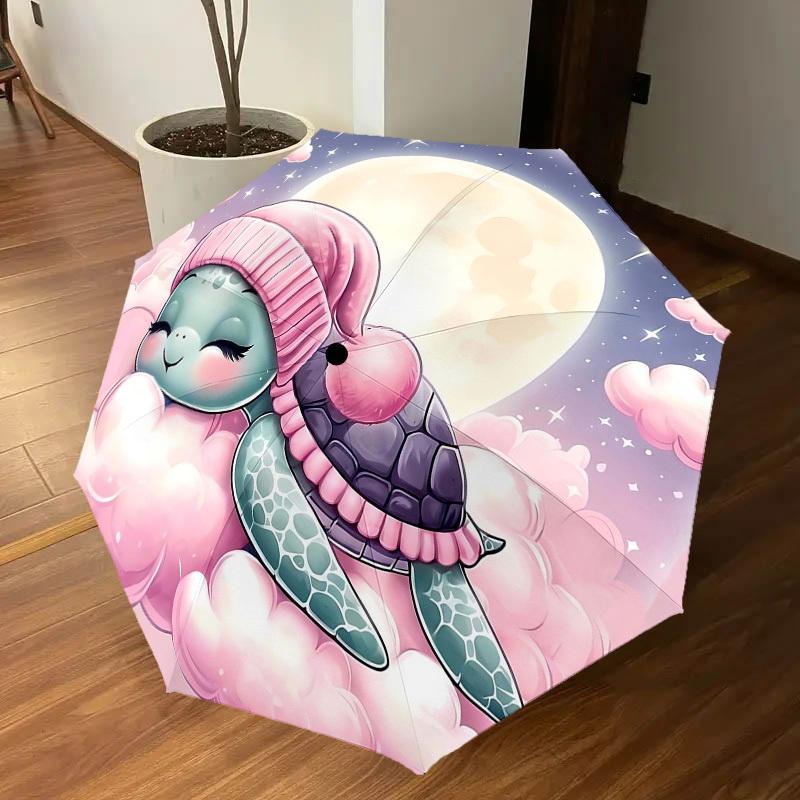 1PC Turtle Moon Umbrella-8-Rib Reinforced, Automatic Open, Lightweight & Durable, Fashion Accessory for Outdoor, H0378