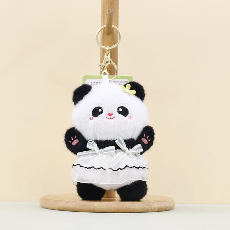 Keychain Plush Panda Pendant With Wearing A Gauze Skirt With A Bow Design