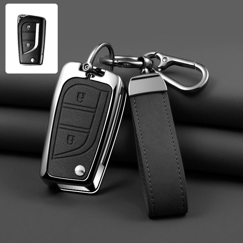 Zinc Alloy Leather Car Key Case For Toyota Auris Corolla Avensis Verso Yaris Aygo Scion Tc Im Camry Rav4 Forturner Hilux Key Fob