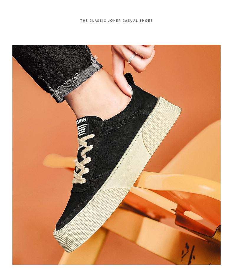 Men's 2025 Casual Breathable Leather Shoes - Trendy Korean Style with Thick Soles for Sporty Fashion