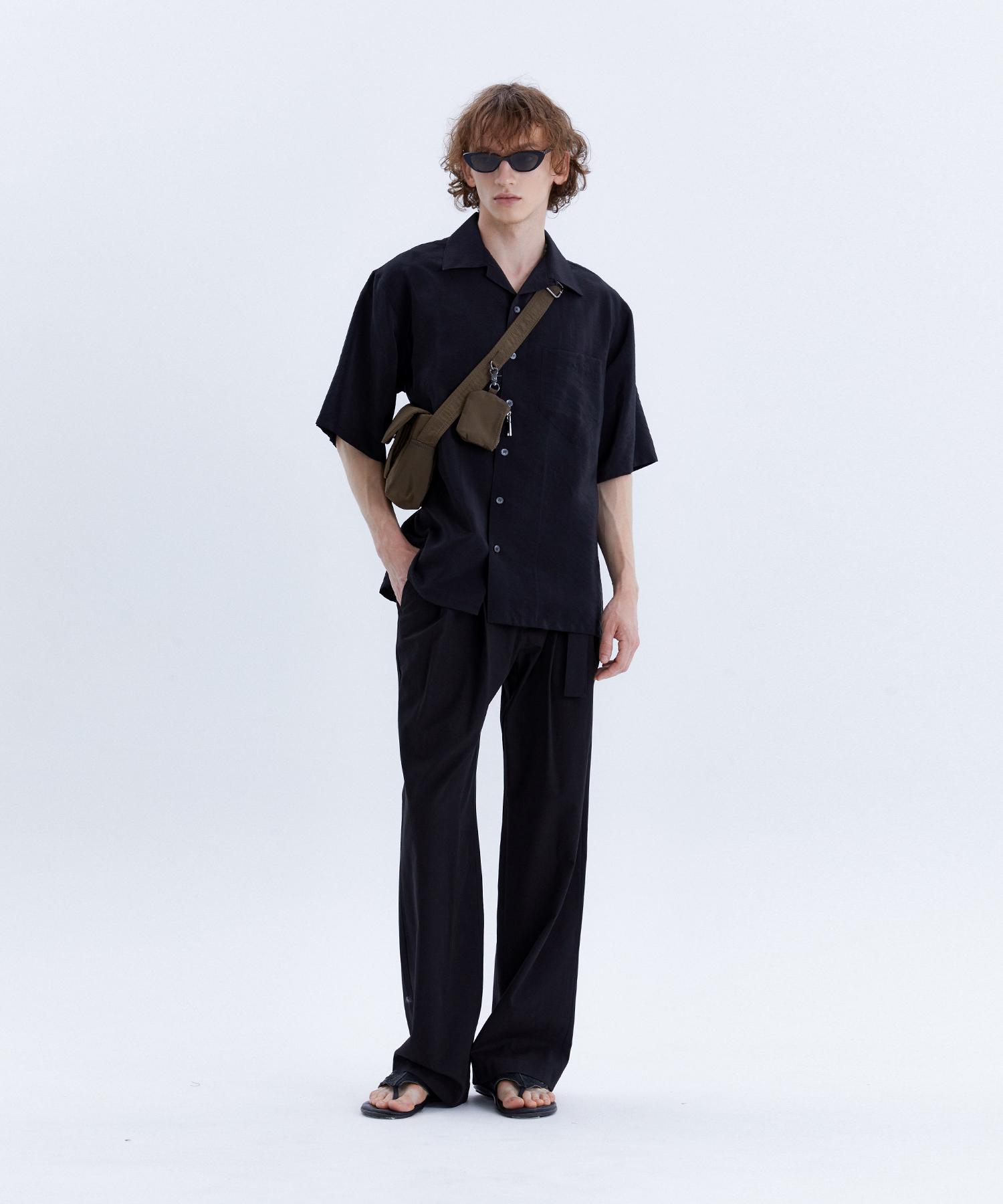 Gimyeong Viscose Open Collar Shirt Black 48