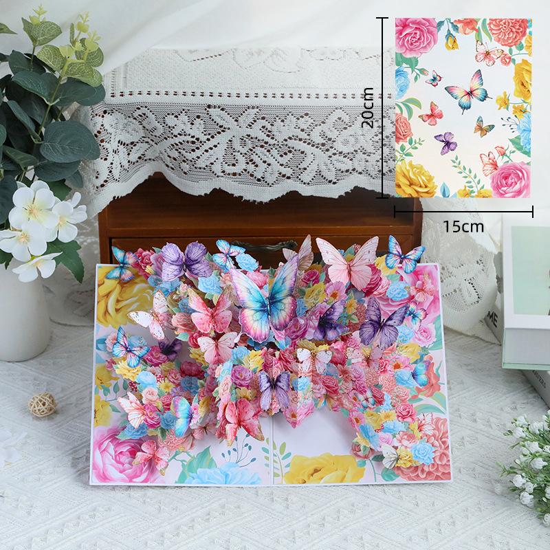3D Pop Up Greeting Card with Floral Hummingbird Butterfly Popup Card Blank Note Birthday Mother's Day Anniversary All Occasions