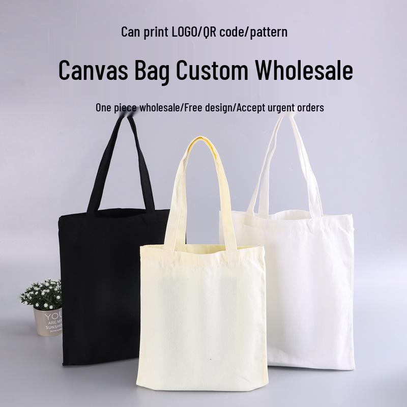Customized DIY Hand-Painted Canvas Tote Bag for Students - Single Color, Handheld & Shoulder Carry