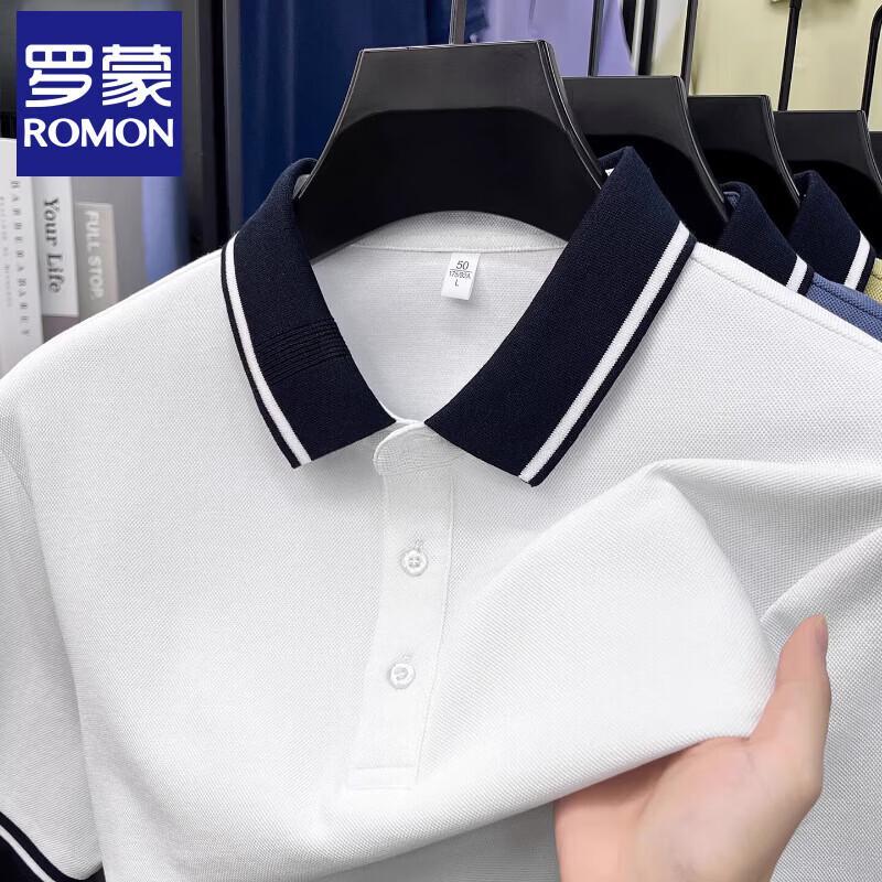 Luomeng Men s Short Sleeve Color-Block Stripe Polo Shirt 4XL