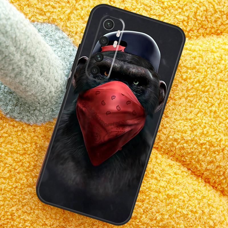 Funny Thinking Monkey With Headphone Case For POCO X3 X4 X5 F5 Pro M5s C40 F4 GT F3 Cover For Xiaomi 12T 11T Pro 12 13 Lite 12X