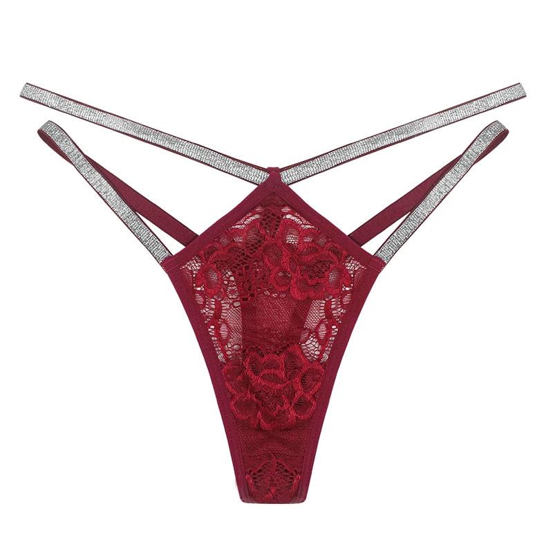 Low Waist Sexy Lace Transparent Panties Fine Women Double Strap Thong Sexy Lingerie Breath G-string Underwear Sensual Tangas