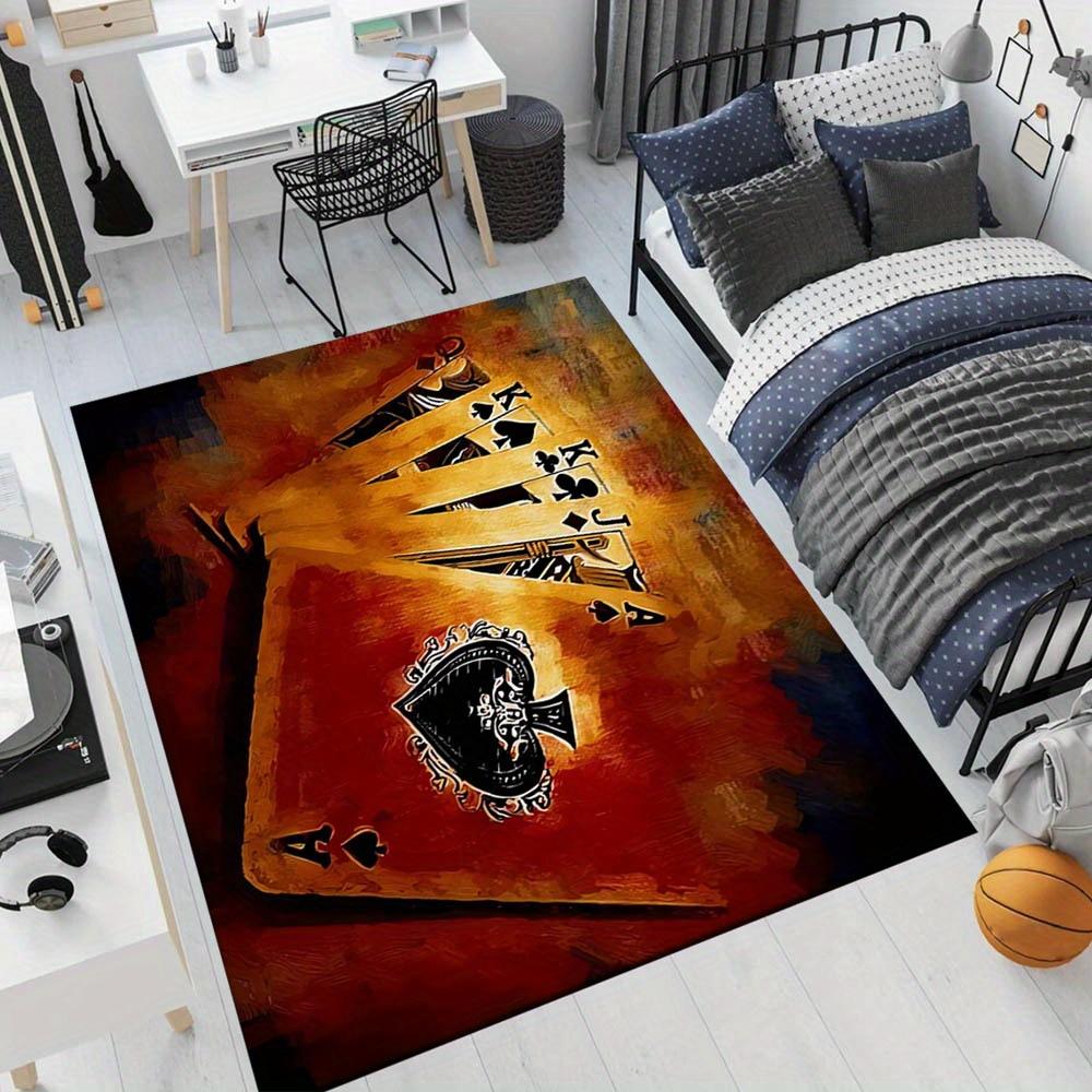 Poker Pattern Print Doormat, Non-Slip Entryway Rug, Durable Washable Floor Mat for Living Room and Patio