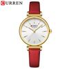 CURREN Dámské hodinky Nové TOP značkové luxusní Quartz náramkové hodinky s koženým ciferníkem s lesklými kamínky Zelené hodiny Dámské