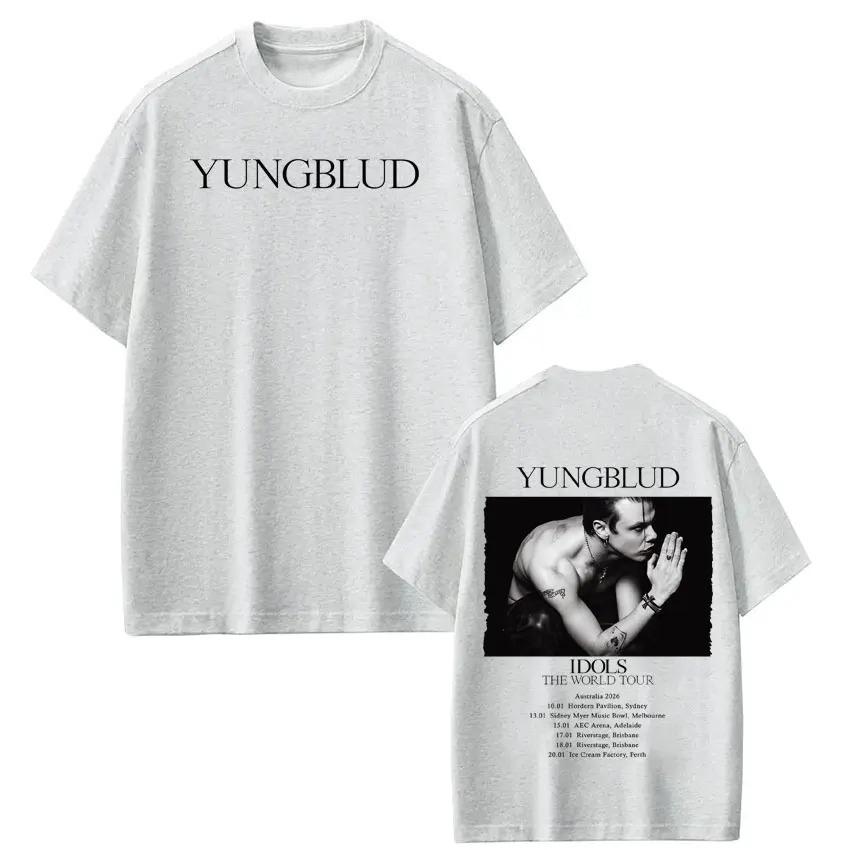 Unisex Women Hiphop Tshirts Singer Yungblud IDOLS Tour 2026 Graphics Tshirt Shortsleeved Loose Cotton Vintage Oversized Tshirts