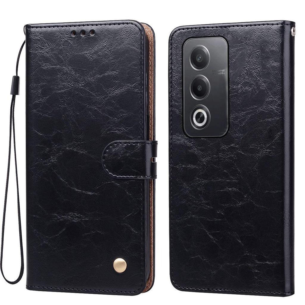 Vintage Crazy Horse Texture PU Leather Flip Wallet Phone Case for OPPO A3 Pro 5G Card Holder Kickstand Shockproof Protective Cover