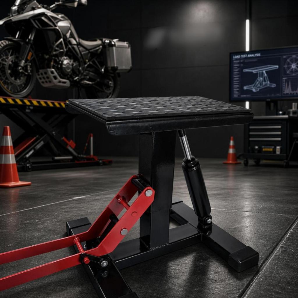 Motorcycle Lifting Stand Diamond-Plate Steel Frame for Workshop