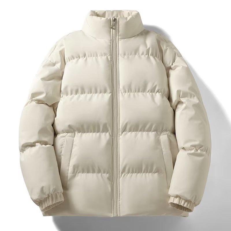 Men's and Women's Winter Stand Collar Down Jackets - Thick, Solid Color, Casual Fit