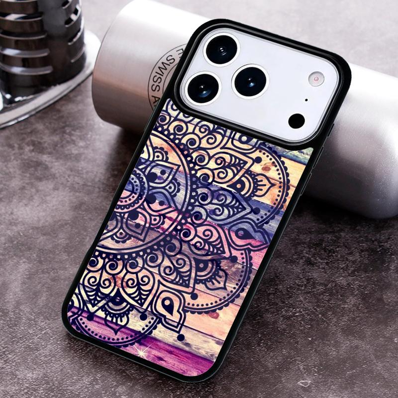 

Mandala Floral Wood pattern Phone Case for iPhone 17 16 15 Pro Max Air 14 13 12 11 Plus Shockproof Capa Cover iPhone 14 Pro