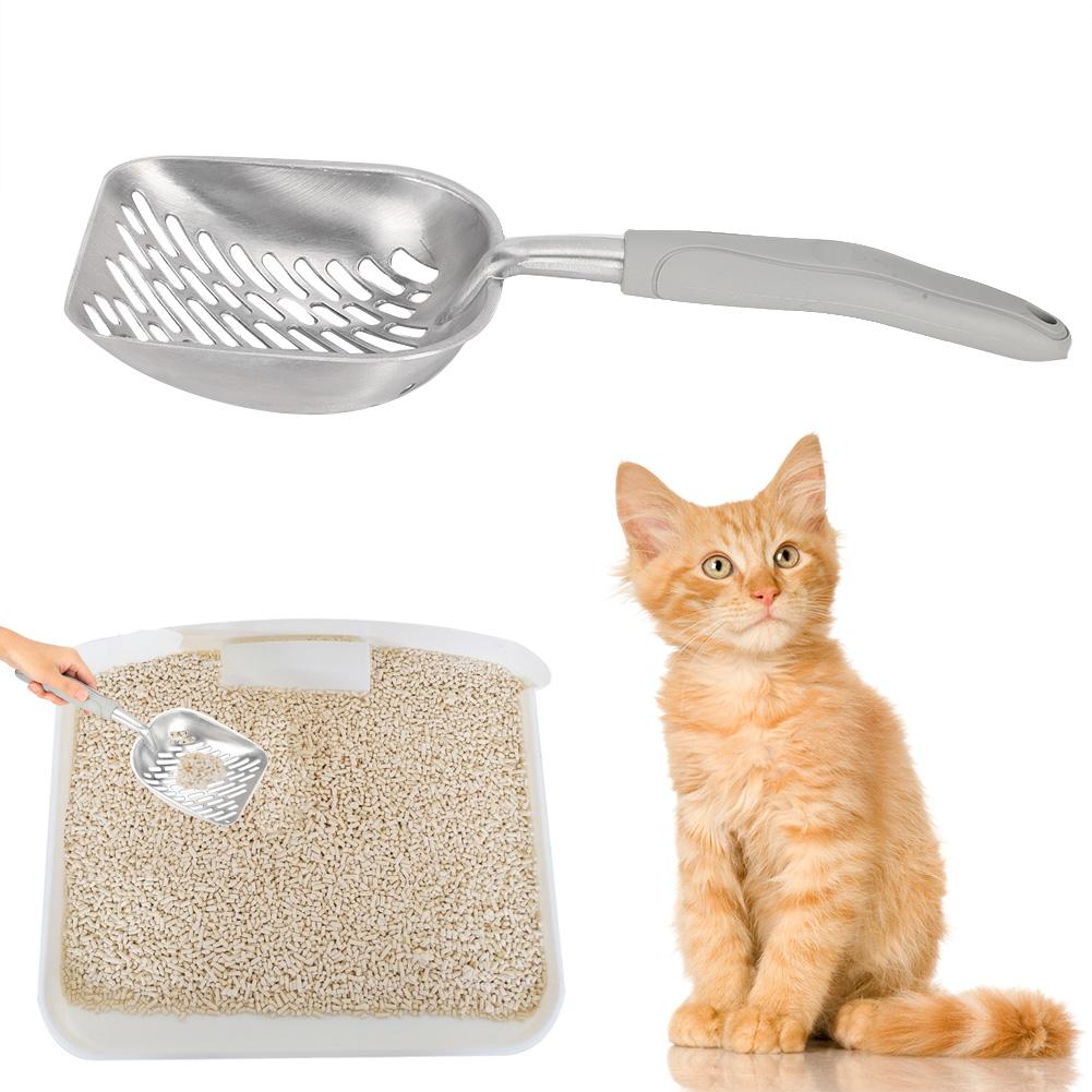 Pet Spatula Cat Litter Scoop Sifter Deep Shovel Ergonomic Handle Stainless SteelGray