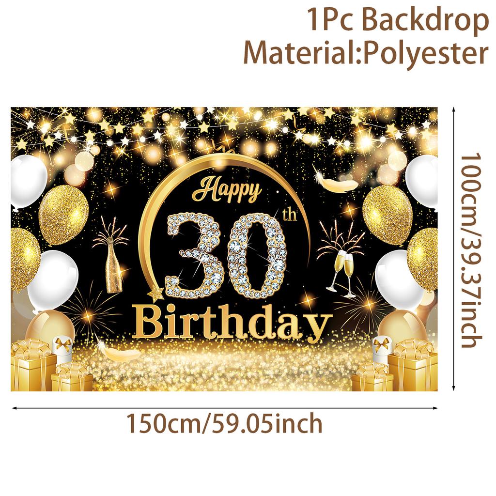 Black Gold Birthday Table Runner 30 50 Birthday Tablecloth Balloon Party Decoration For Home Backdrop Wedding Adult Anniversary