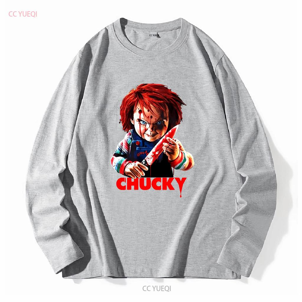 Chucky Bloody Knife Childs Play Halloween T SHIRT US Size Xmas Vintage Washed Streetwear Stretched Unisex Casual Soft Stylish