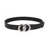 The New Double-loop Chain Buckle Base Black Smooth PU Belt Is A Versatile Belt for Women