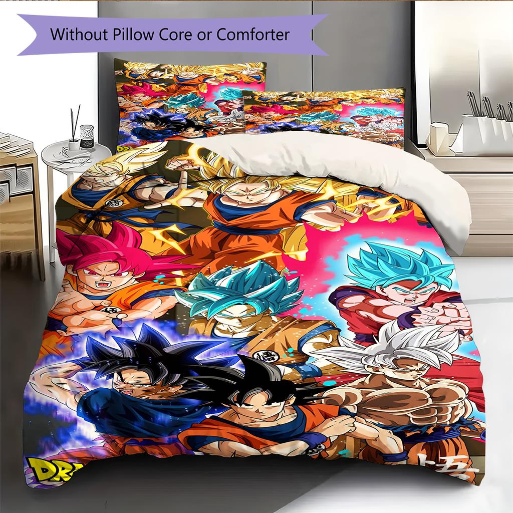 Set cu cuvertură și fețe de pernă cu model de desene animate Decorare casă Cadou de ziua de naștere (1 * husă de pilotă + 2 * fețe de pernă, fără miez)