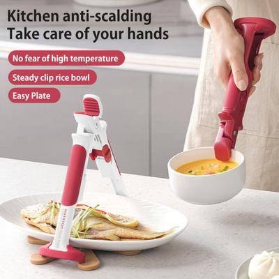 Anti-Scalding Clip 2-in-1 Hot Plate Gripper Bowl Holder Clip Non-Slip High Temperature Resistance Anti Scald Clamp Hot Plate Gripper Clips Tongs for