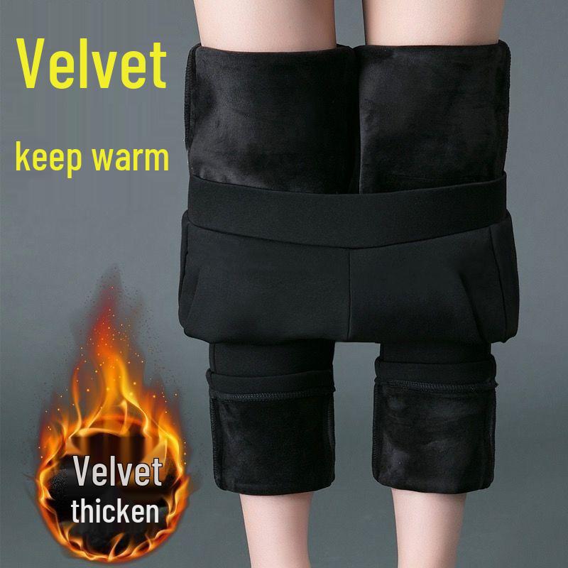 

Fleece-Lined Elastic Waist High-Waist Plus Size Pants for Women - Suitable for Autumn and Winter 3XL (115-130) - Ships in 5 days