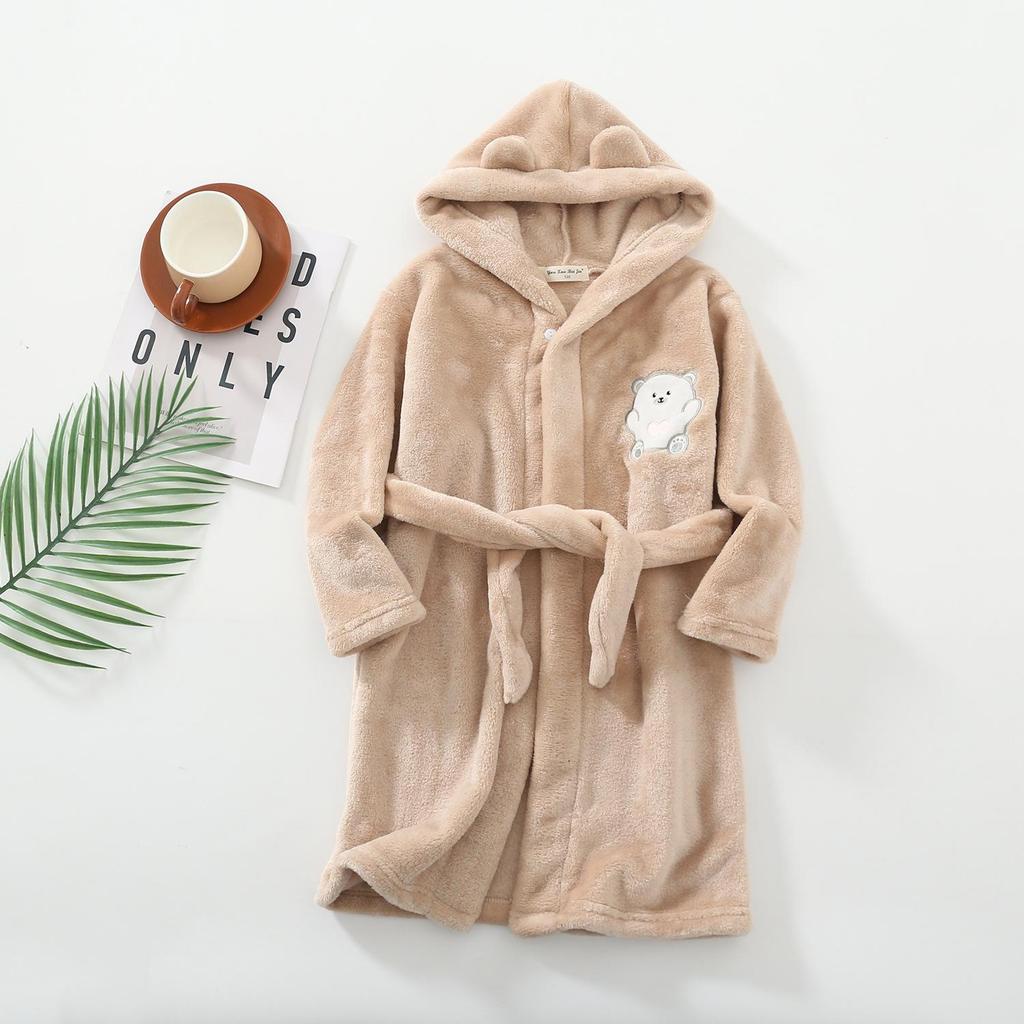 Pyjama à capuche en flanelle printemps-automne 2021 pour garçons et filles - Peignoir et vêtements d'intérieur pour enfants