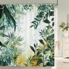 Fresh Green Leaves and Plants Pattern Shower Curtain Printed Leaves Bathroom Bath Curtain Home Decoration Curtain With Hooks