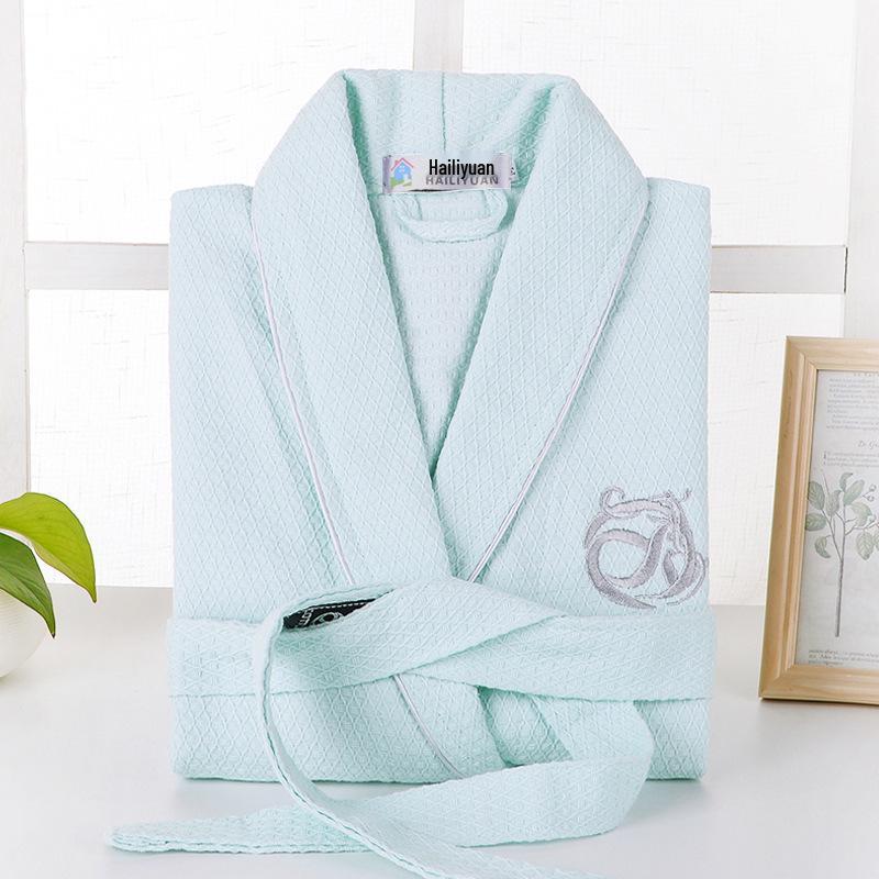 Unisex Waffle Cotton Bathrobe - Lightweight Summer Loungewear