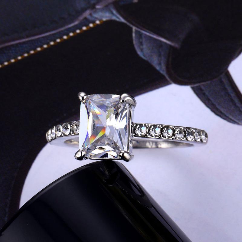 Fashion Square White Zircon Ring Women Jewelry Boda Fashion Square White Zircon Ring Women Jewelry Boda