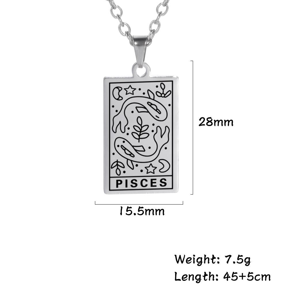 LIKGREAT 12 Constellation Necklace for Women Men Zodiac Sign Neckchain Vintage Stainless Steel Jewelry Amulet Gifts