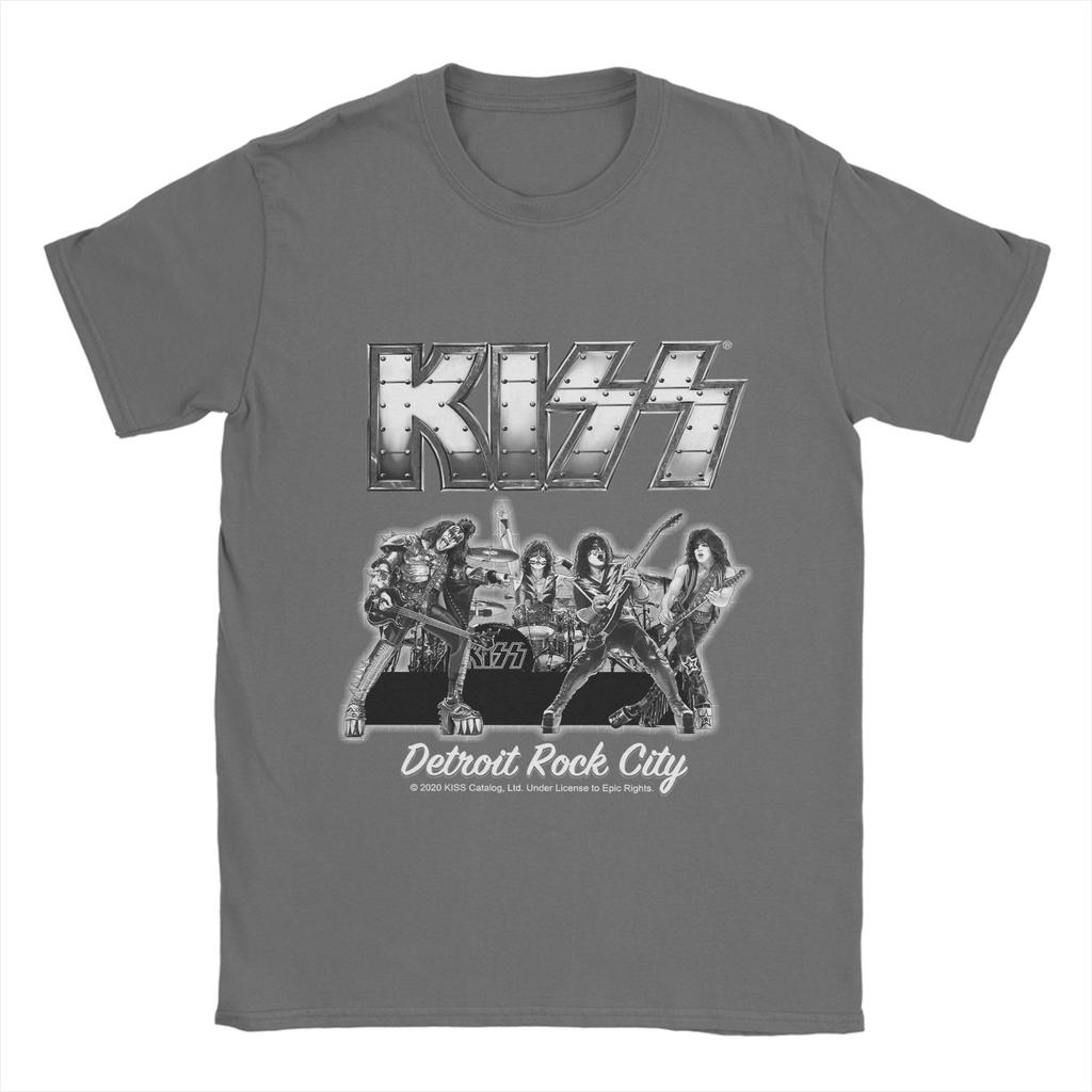 Men T-Shirt KISS Band Rock Funny 100% Cotton Tee Shirt Short Sleeve T Shirt Round Neck Tops Plus Size